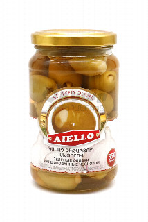 00-00024317 Ձիթապտուղ «Aiello» կանաչ լցոնած սխտորով ա/տ 350գ